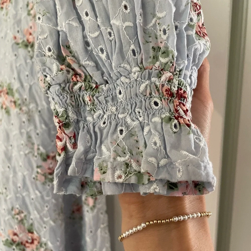 ASOS Blue Floral Embroidered Dress - Picture 6 of 12